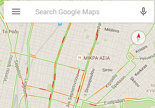 Google Maps: Πληροφορίες για την κίνηση στους δρόμους και στην Ελλάδα